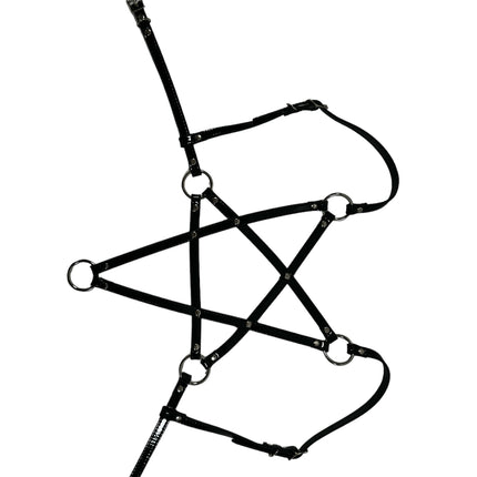 XH245P  SHINY PATENT LEATHER PENTAGRAM HARNESS