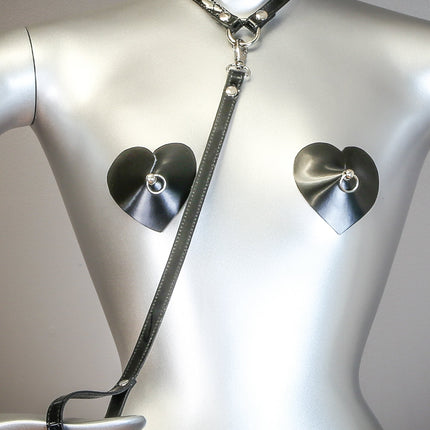 FMC130   1/2" WIDE 18" LEASH MIDDLE RING 1/2" SKINNY CHOKER