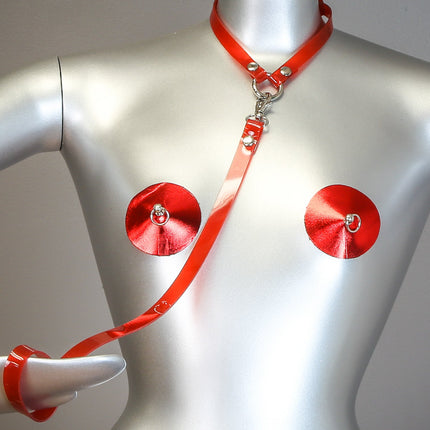 FMC130   1/2" WIDE 18" LEASH MIDDLE RING 1/2" SKINNY CHOKER
