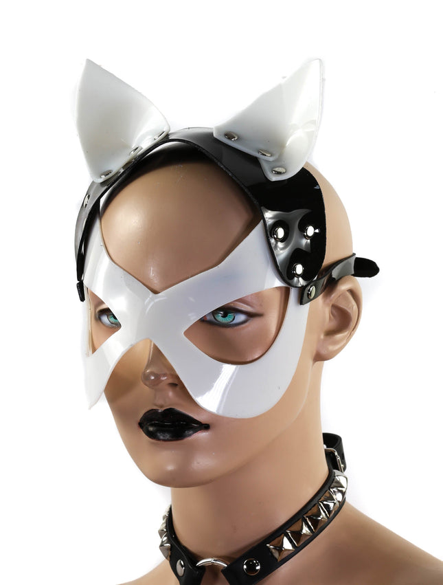 XM106BW BLACK AND WHITE CAT MASK STRAPPED