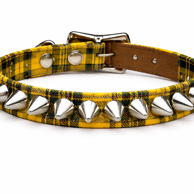 CK140UK-PD PLAID 1 ROW TALL UK77 CONE  STUDDED CHOKER