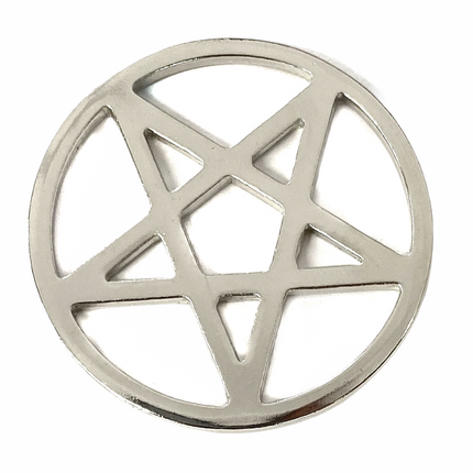 FC996L-BS  BLACK CHAIN LARGE 2" PENTAGRAM NECKLACE